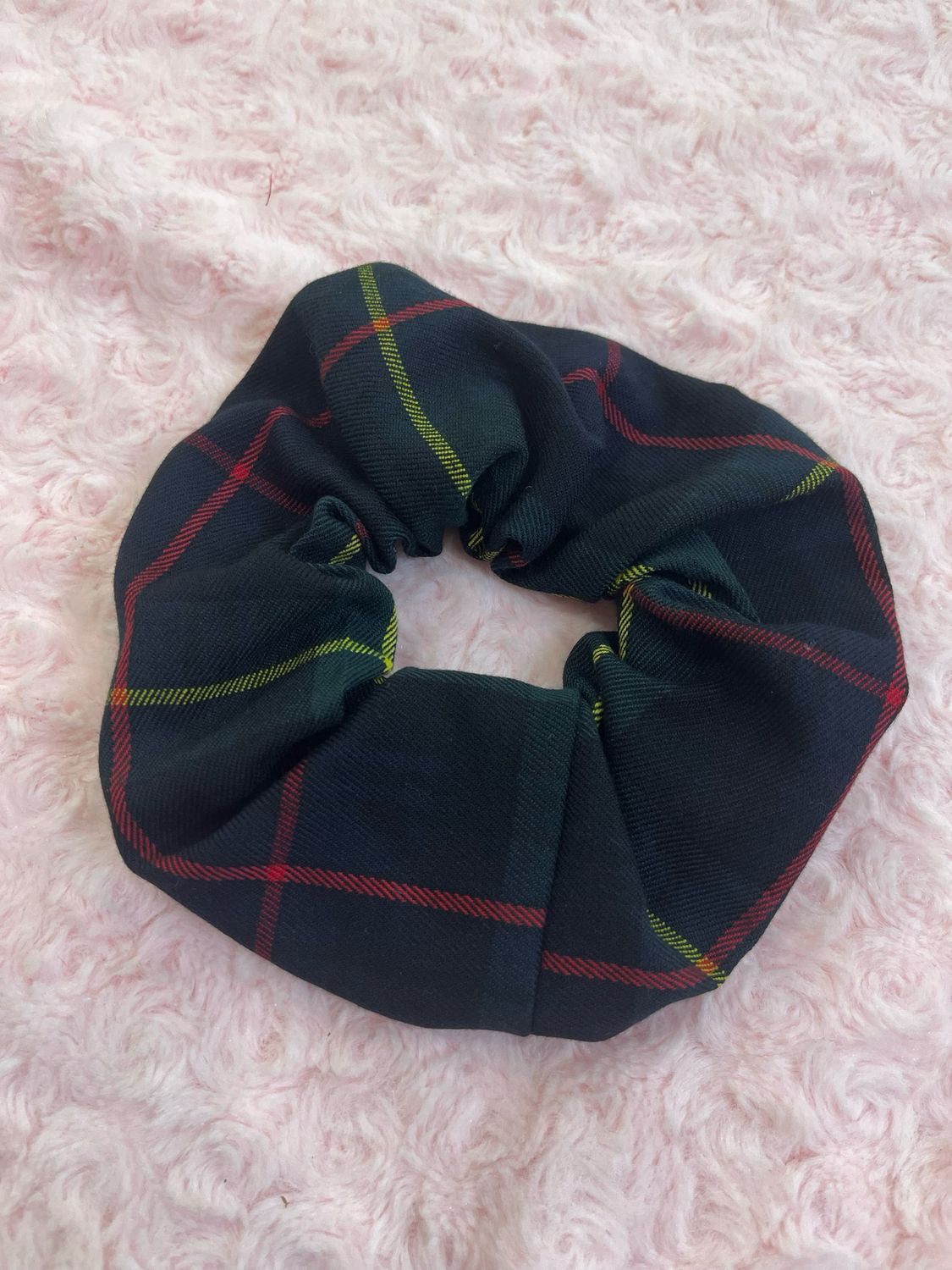 Scruncie handmade scozzese tartan verde rosso giallo