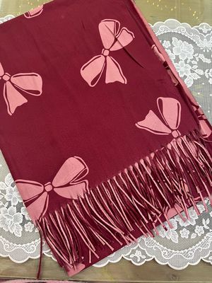 Sciarpa fiocchi bordeaux e rosa