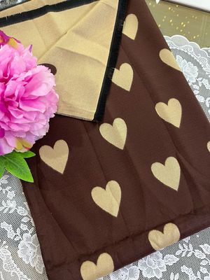 Sciarpa Cuori marrone e panna