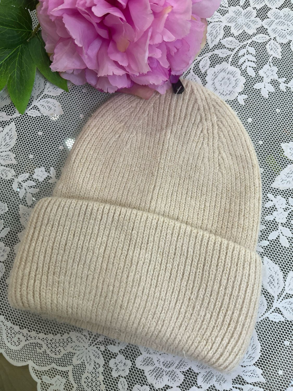 Cappello caldo liscio beige
