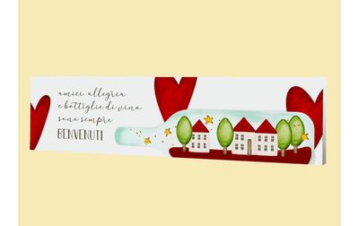 Quadro orizzontale medio - amici, allegria e bottiglie di vino sono sempre i benvenuti