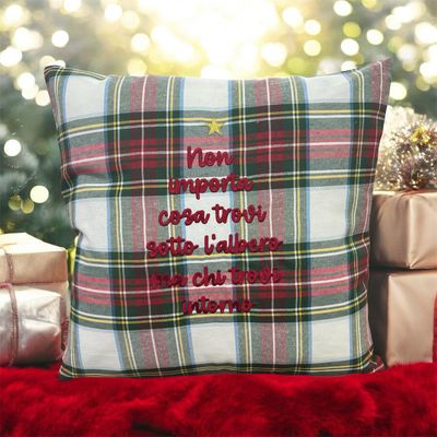 Cuscino Tartan scozzese bianco