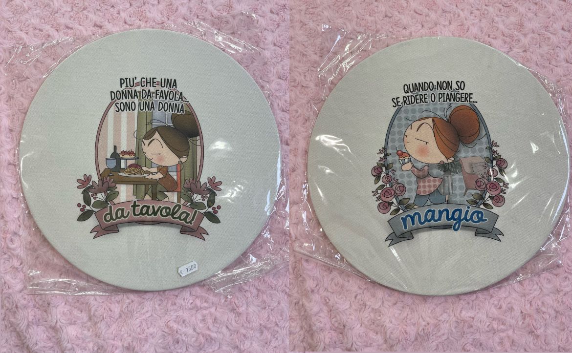 Coppia di 2 tovagliette rotonde sottopiatto Le Pupette
