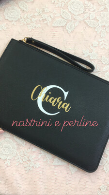 Pochette ecopelle personalizzata nero collezione Elite