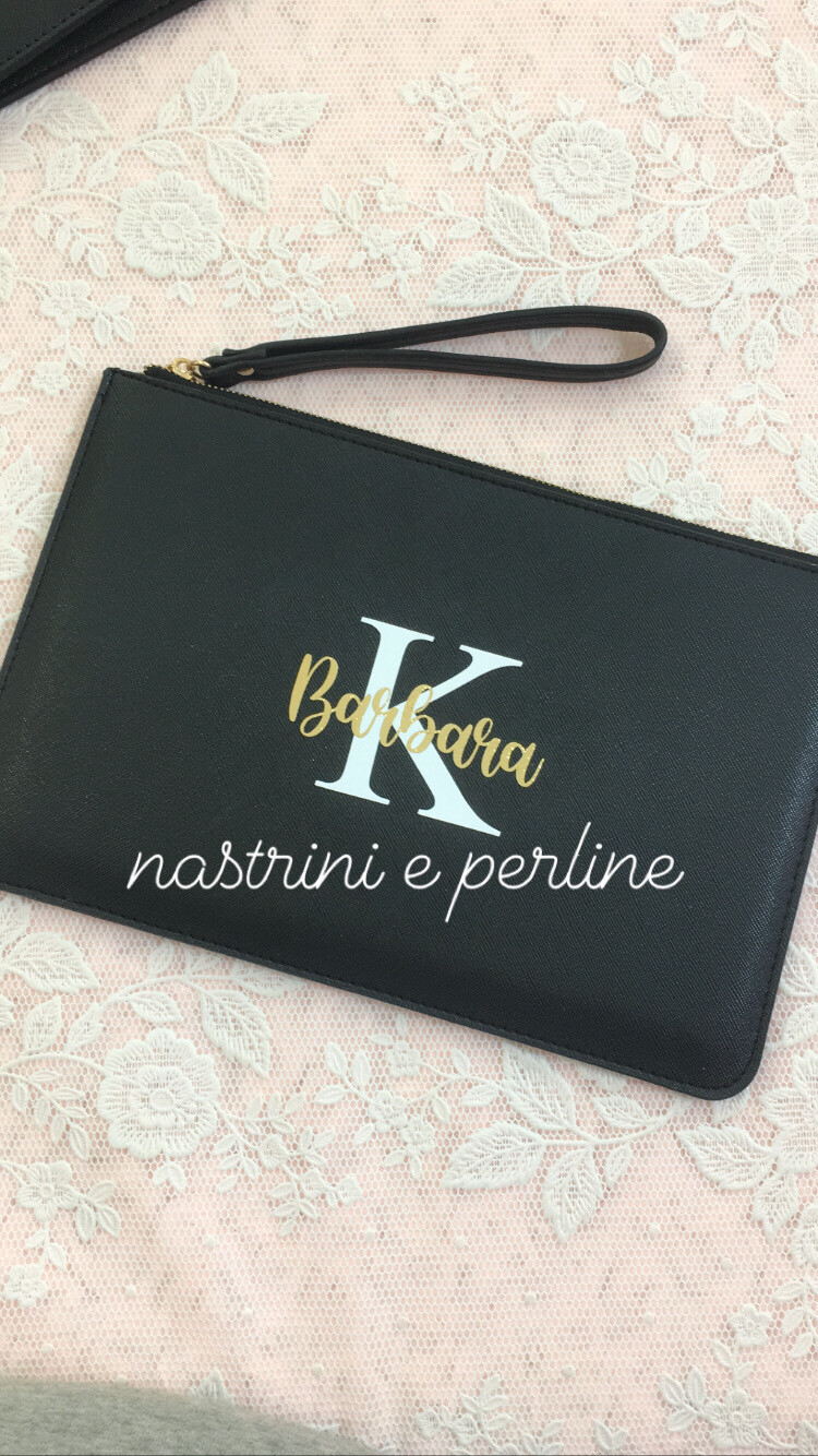 Pochette ecopelle personalizzata nero collezione Elite