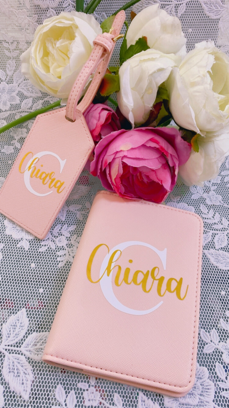 Set travel ecopelle personalizzato rosa collezione Elite