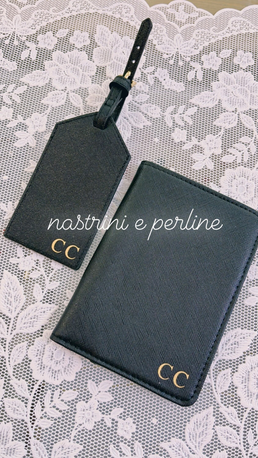 Set travel ecopelle personalizzato nero collezione Elite