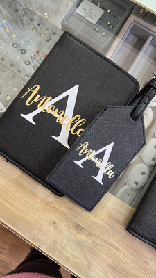 Set travel ecopelle personalizzato nero collezione Elite