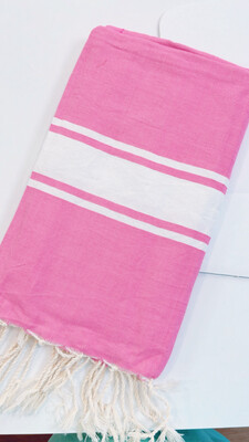 Telo fouta TU3 rosa bubblegum banda bianca