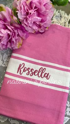 Telo fouta TU3 rosa bubblegum banda bianca