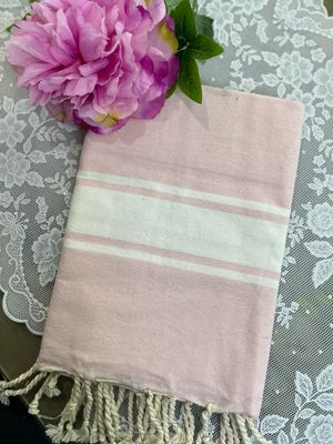Telo fouta TU5 rosa baby banda bianca