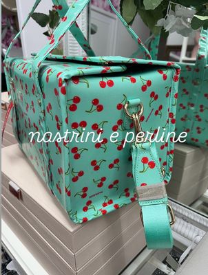 Bauletto Naj-Oleari cherry fondo verdeacqua con tracolla 61481