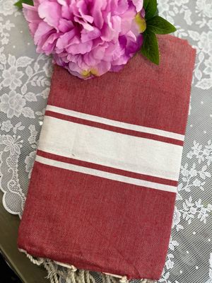 Telo fouta TU17 rosso banda bianca