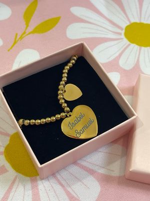 Bracciale catena pallini con ciondolo cuore colore oro