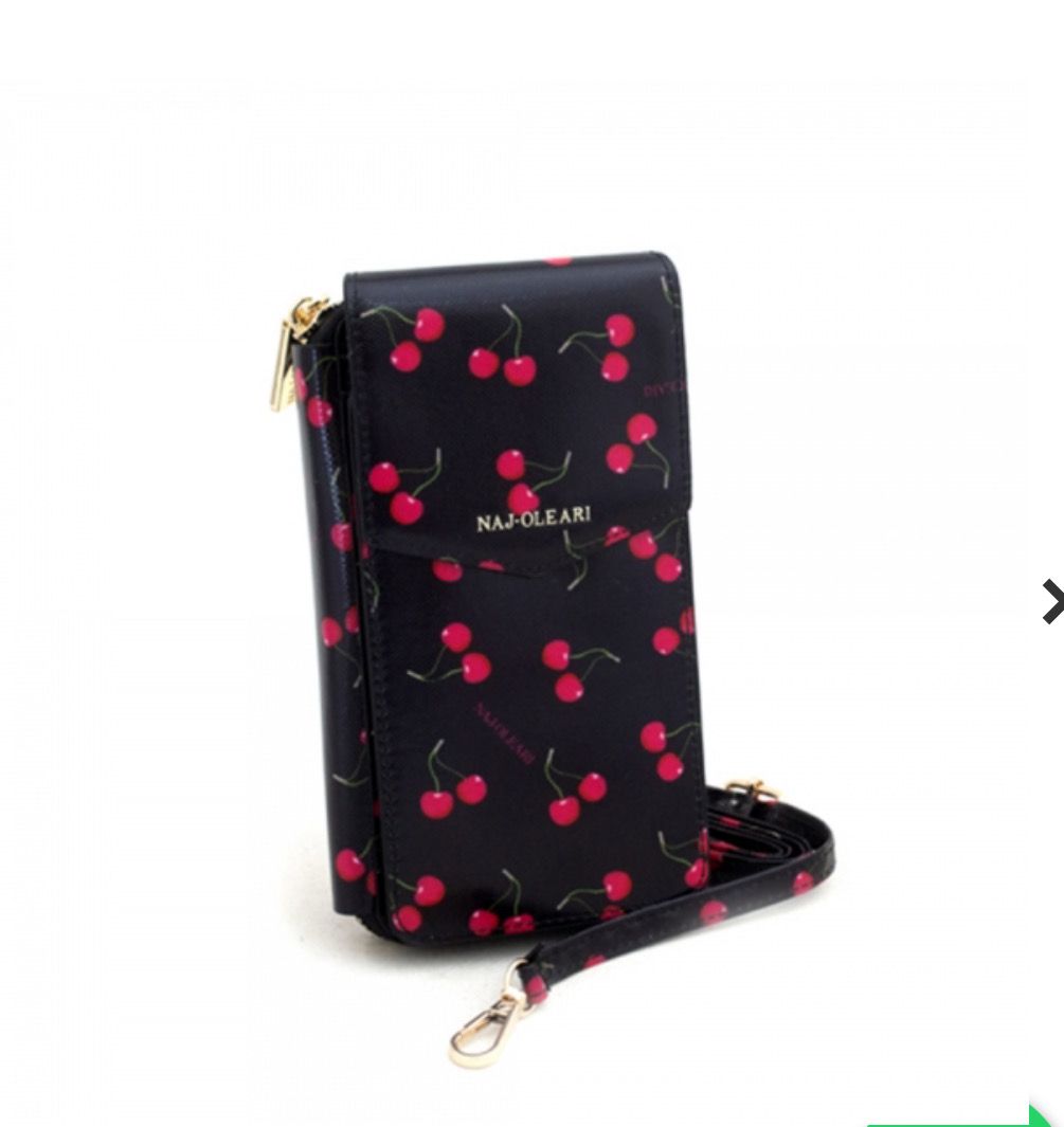 Porta cellulare con tracolla cherry fondo nero Naj-Oleari