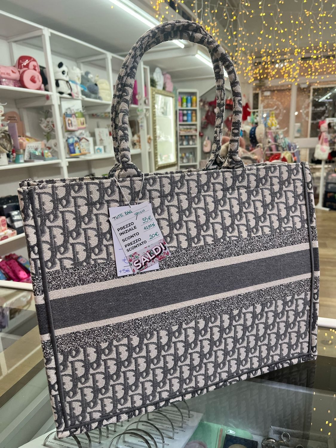 Borsa tote bag grigia