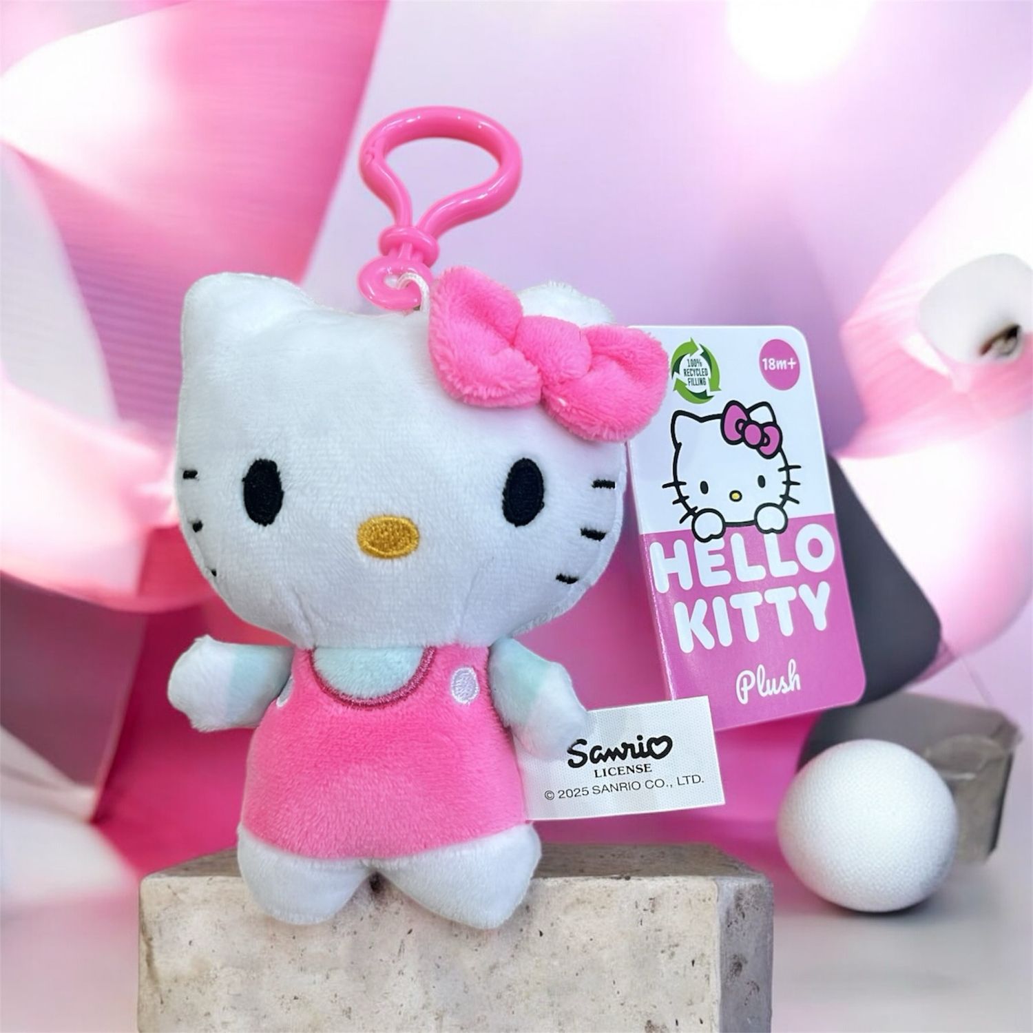 Charm in peluche da borsa Hello Kitty Rosa