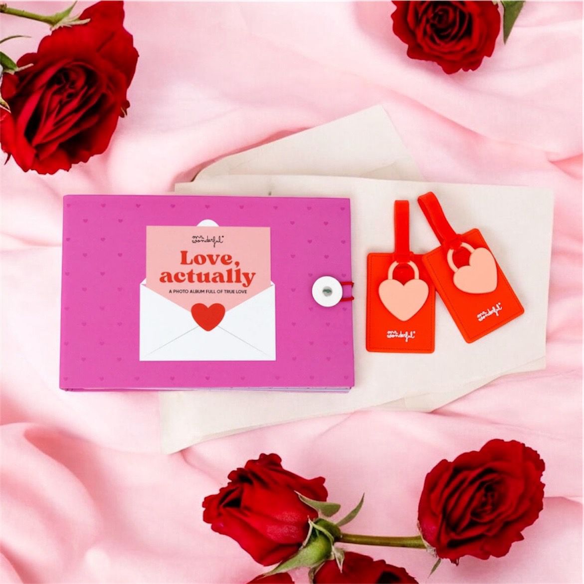 San Valentino Set album fotografico da viaggio + 2 identificatori per valigia - Love, actually Mr Wonderful