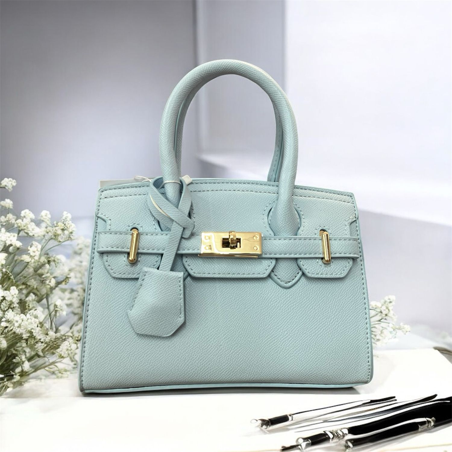 Borsa in ecopelle Charlotte celeste