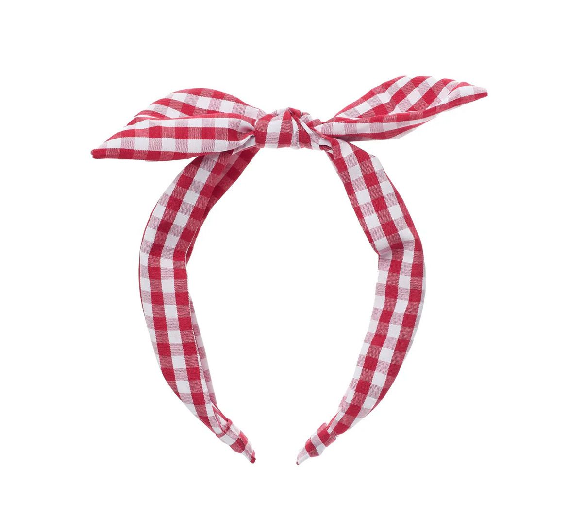 Cerchietto capelli quadretti bianchi e rossi