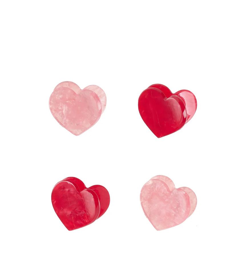 Set di 4 piccoli mollettoni a pinza con cuori