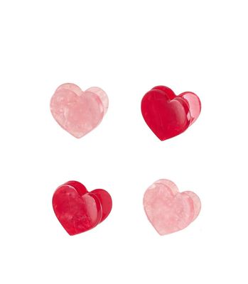 Set di 4 piccoli mollettoni a pinza con cuori