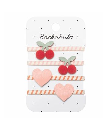 Set 4 elastichetti ciliegie e cuori