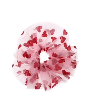 Scruncie grande in tulle con cuoricini rossi