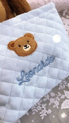 Trousse alta in microspugna celeste con orsetto personalizzabile
