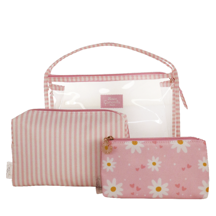 SET BEAUTY BAG TRIO DAISY LOVE ROSA Camomilla Milano 24042