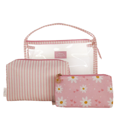 SET BEAUTY BAG TRIO DAISY LOVE ROSA Camomilla Milano 24042