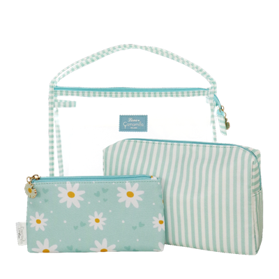 SET BEAUTY BAG TRIO DAISY LOVE VERDE Camomilla Milano 24044