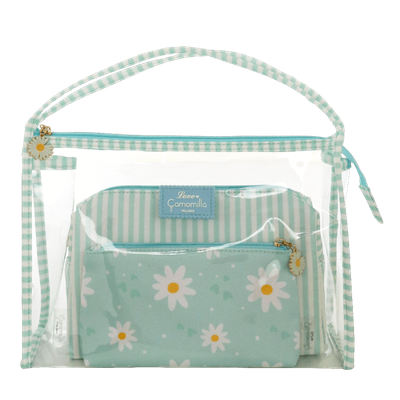 SET BEAUTY BAG TRIO DAISY LOVE VERDE Camomilla Milano 24044
