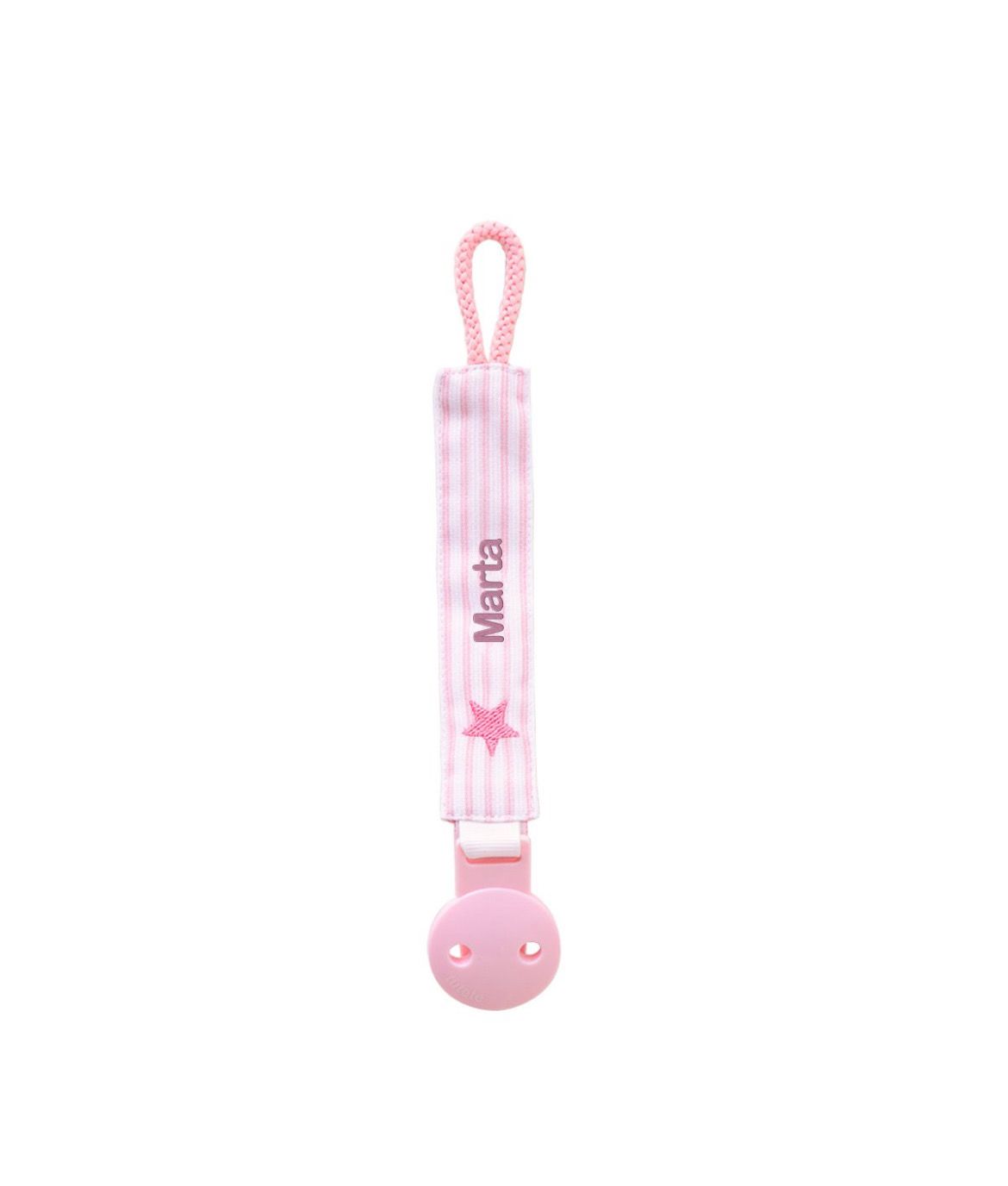 Portaciuccio Tutete in cotone con clip rosa righe personalizzabile