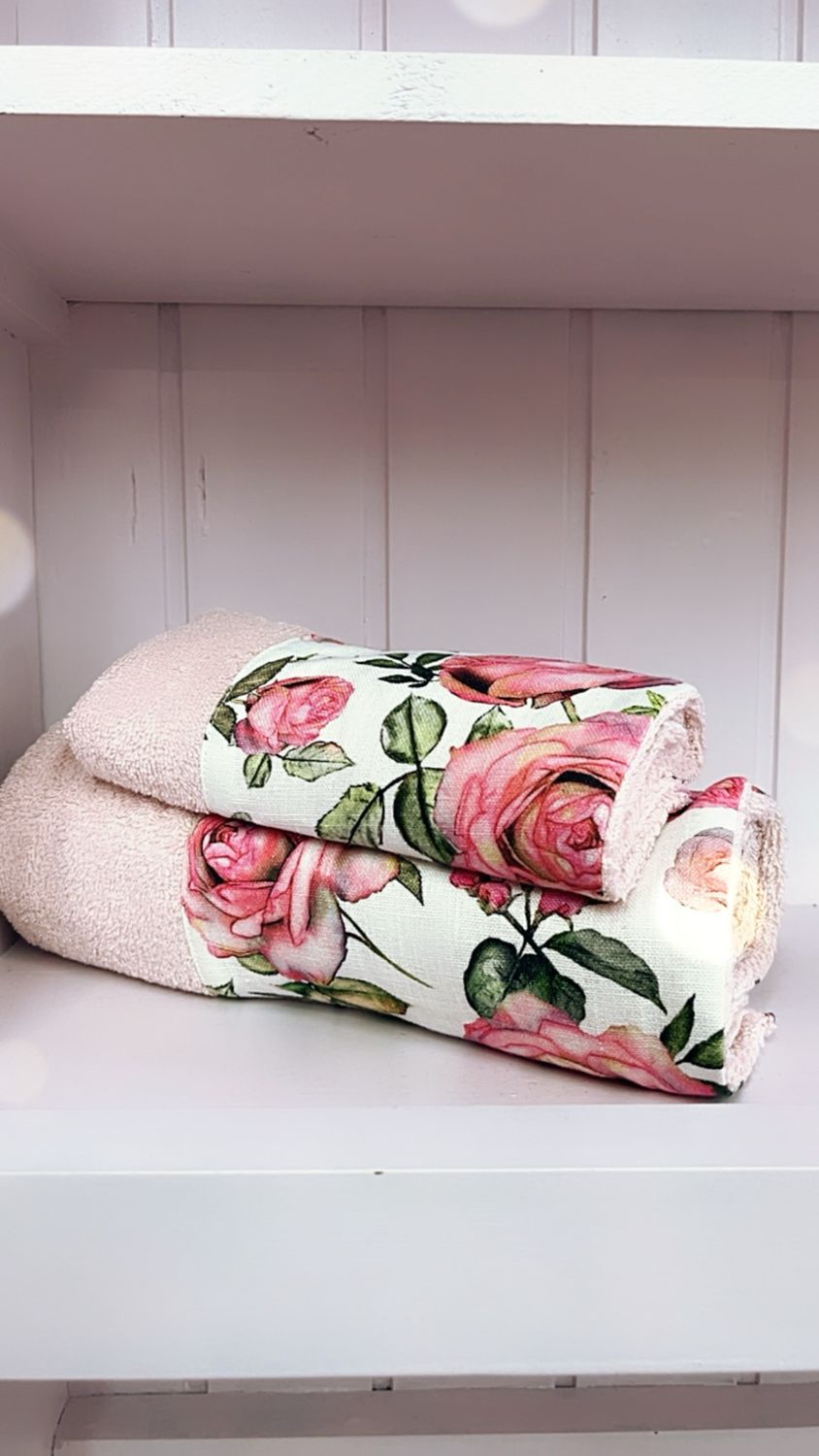 Coppia Asciugamani fascia campo di rose