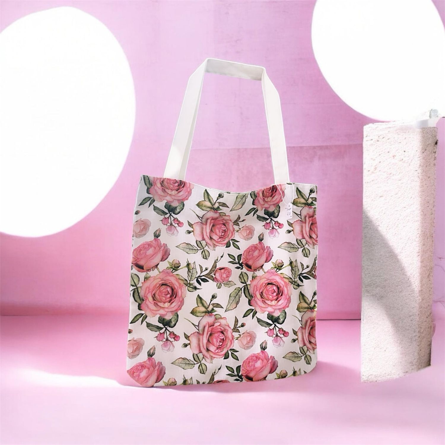 Shopper in lino campo di rose