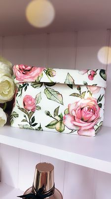 Cesta porta tutto in lino campo di rose