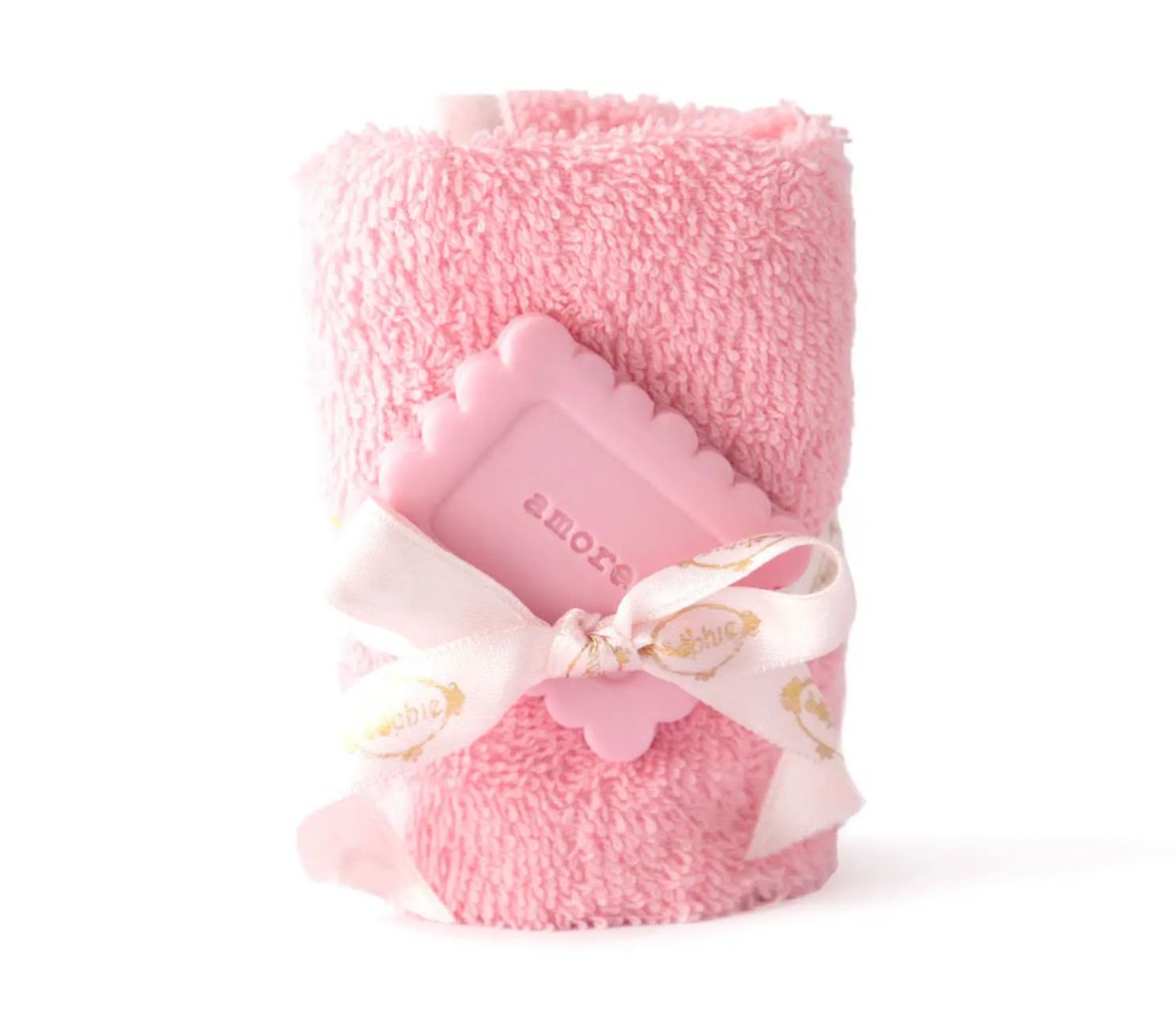 Lavette e sapone biscotto, Colore dei mini saponi: Rosa