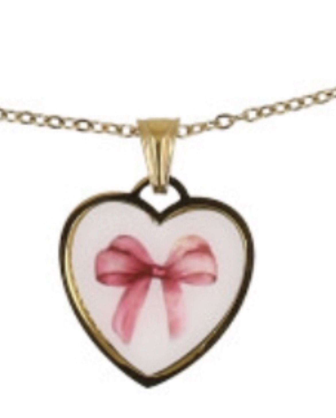 Catenina cameo cuore fiocchetto rosa