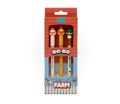Set 3 penne cancellabili Mr Wonderful Farm Gallo Gallina Anatra