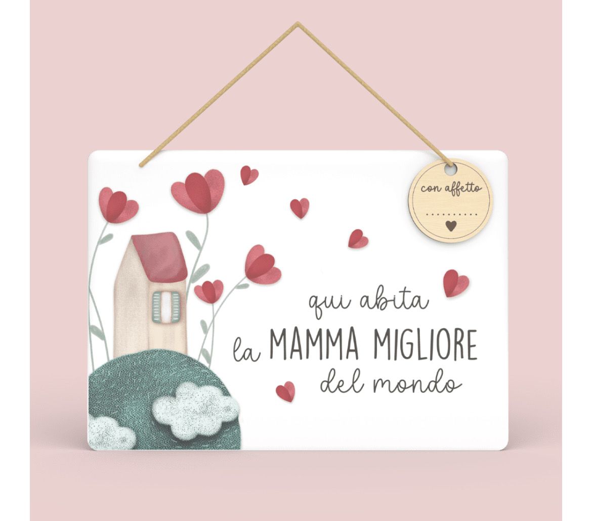 Targa rettangolare da appendere - Qui abita la migliore mamma del mondo