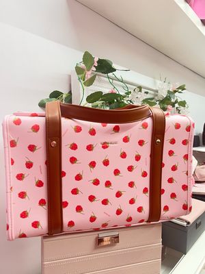 Bauletto Naj-Oleari lamponi fondo rosa con tracolla 61481