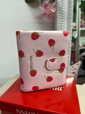 Portafoglio con portadocumenti Naj-Oleari lamponi fondo rosa
