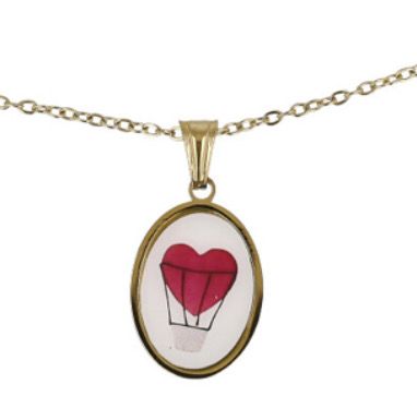 Catenina cameo ovale cuore in mongolfiera