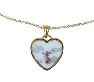 Catenina cameo cuore cicogna