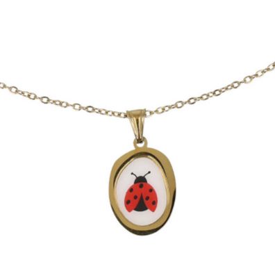 Catenina cameo ovale non regolare coccinella