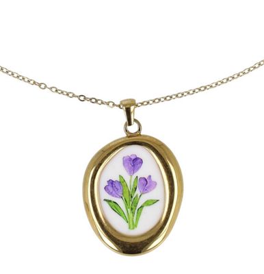 Catenina cameo ovale non regolare violetta