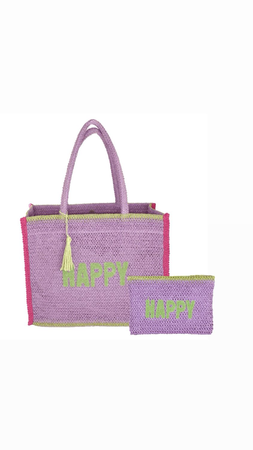 SET BORSA MARE CROCHET e BUSTINA COLORFUL LILLA Camomilla Milano 23322
