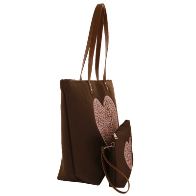 Set BORSA MARE L + BUSTA CUORE MARRONE Camomilla Milano 23643