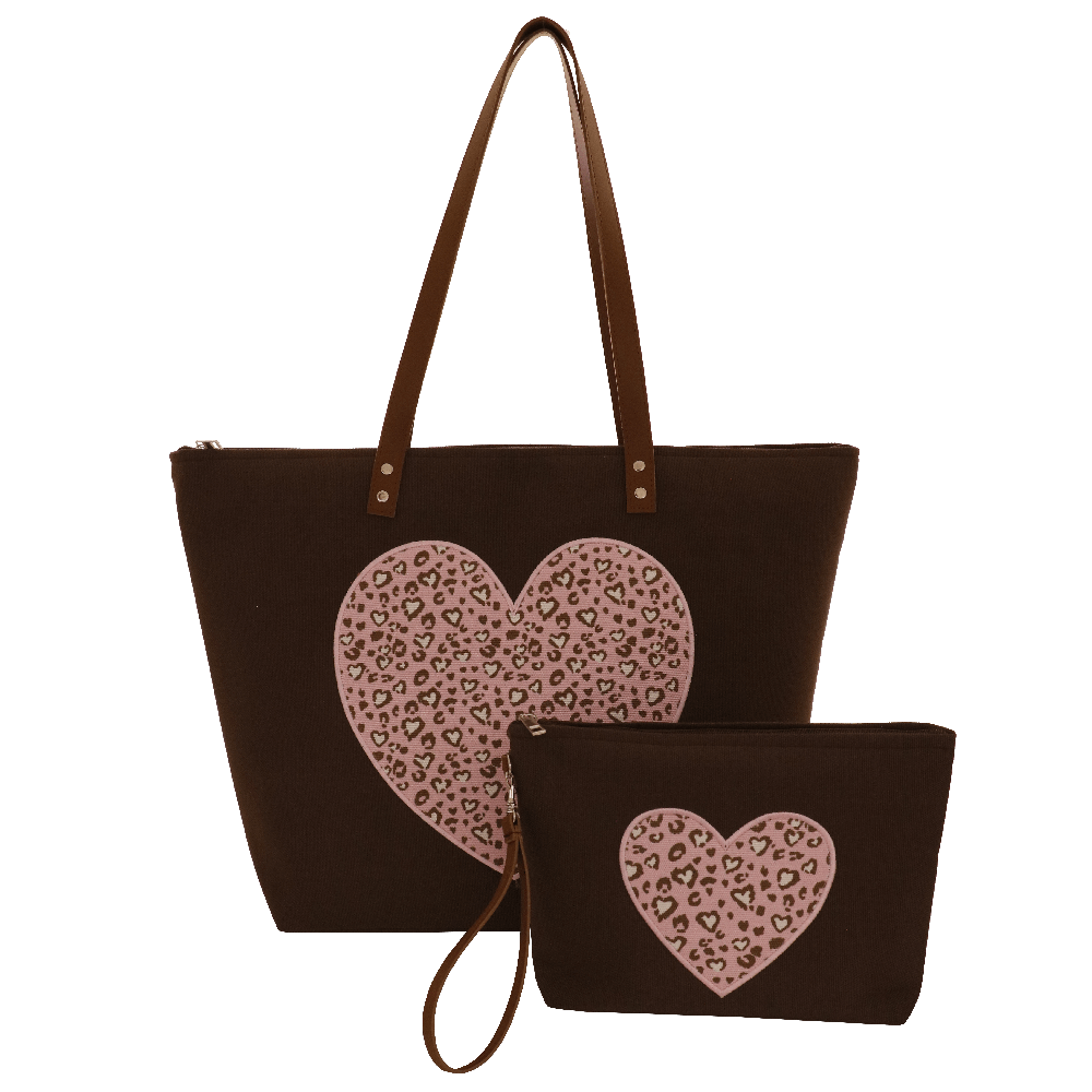 Set BORSA MARE L + BUSTA CUORE MARRONE Camomilla Milano 23643